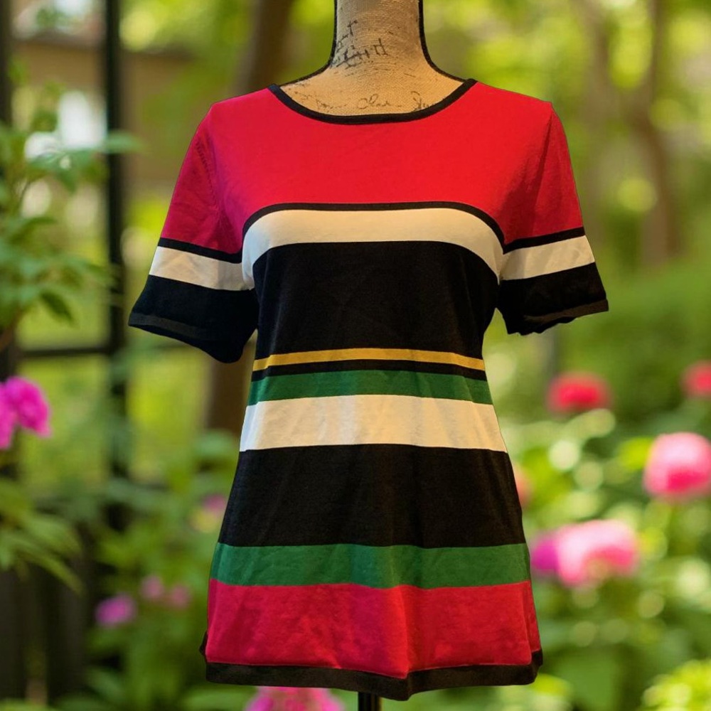 INC International Concepts Women's Vivid Run Striped Sweater Blouse Top XL